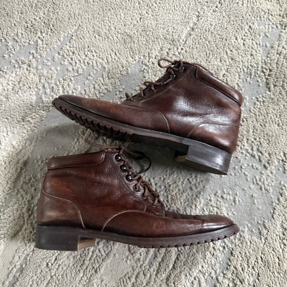 NEIMAN MARCUS brown lace up ankle boots leather made in Italy 9.5 main image 3